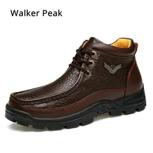 Мужская обувь из натуральной кожи; ботильоны на меху; теплая зимняя обувь в деловом стиле; зимние мужские ботинки; Рабочая обувь на шнуровке; Мужская плюшевая обувь
