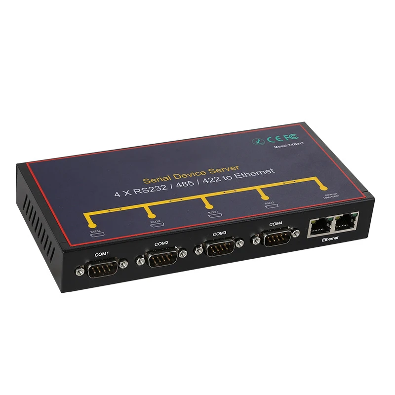 

4 Port Rs232 To Ethernet Converter Support Rs232 Rs485 Rs422 To Ethernet Vcom/Tcp Server/Tcp Client/Udp(Us Plug)