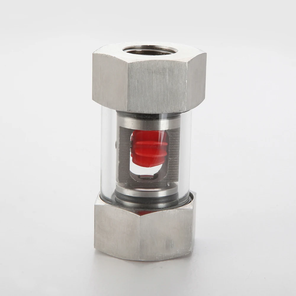 1/4" 3/8" 1/2" 3/4" 1" BSPT Female In-Line SS304 Stainless Window Sight Flow Indicator With Impeller Hydraulic Oil Water