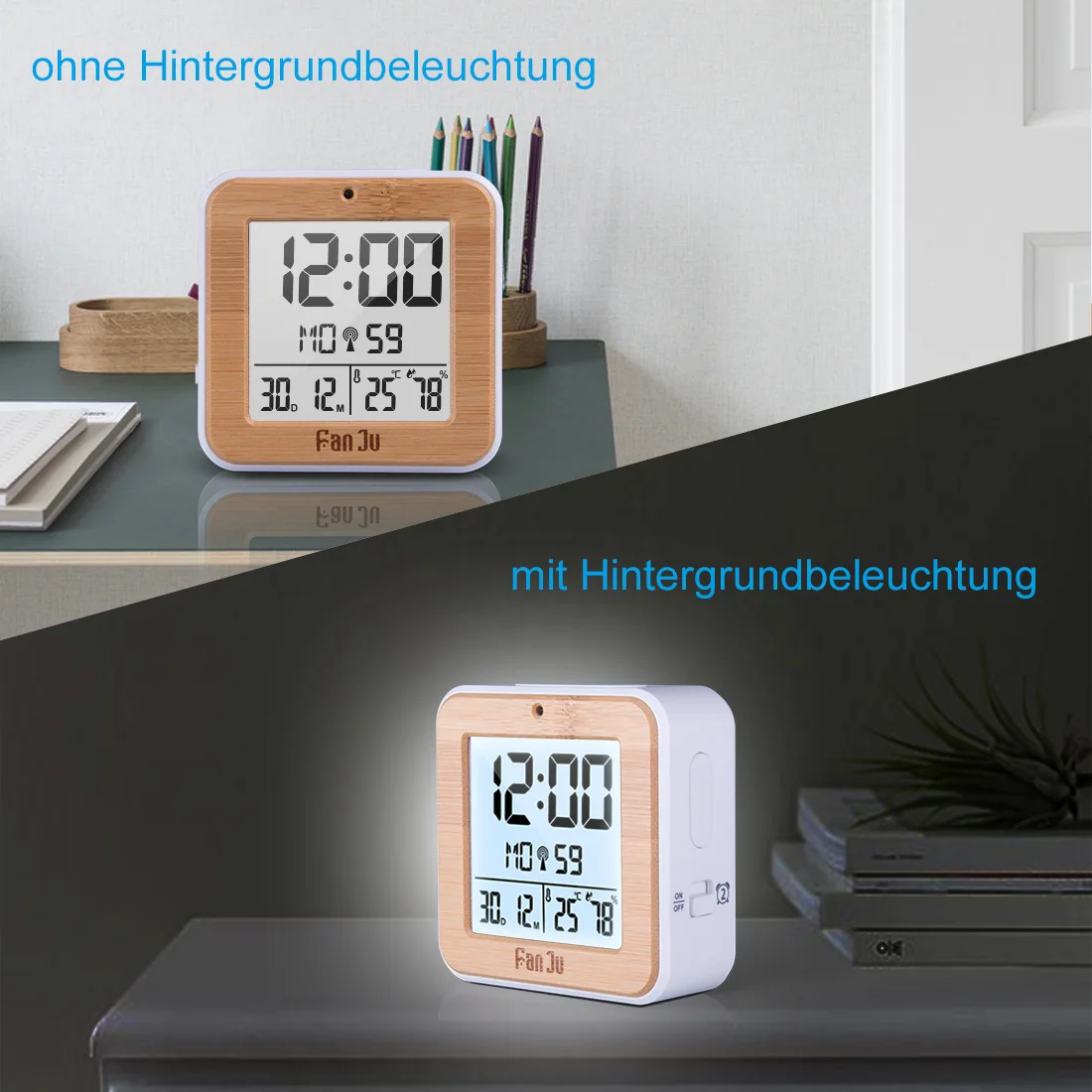 FanJu FJ3533 Цифровой Будильник Светодиодный Настольные часы температура влажность двойной будильник Автоматическая Подсветка Повтор даты