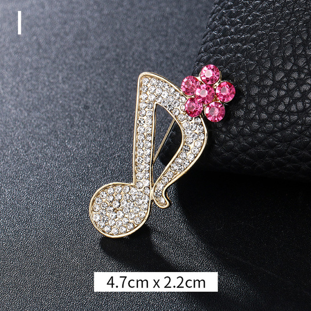 Elegant Musical Note Shape Brooches Fashion Luxurious Shiny Colorful Rhinestones Brooches Pins Clothes Accessories Gifts