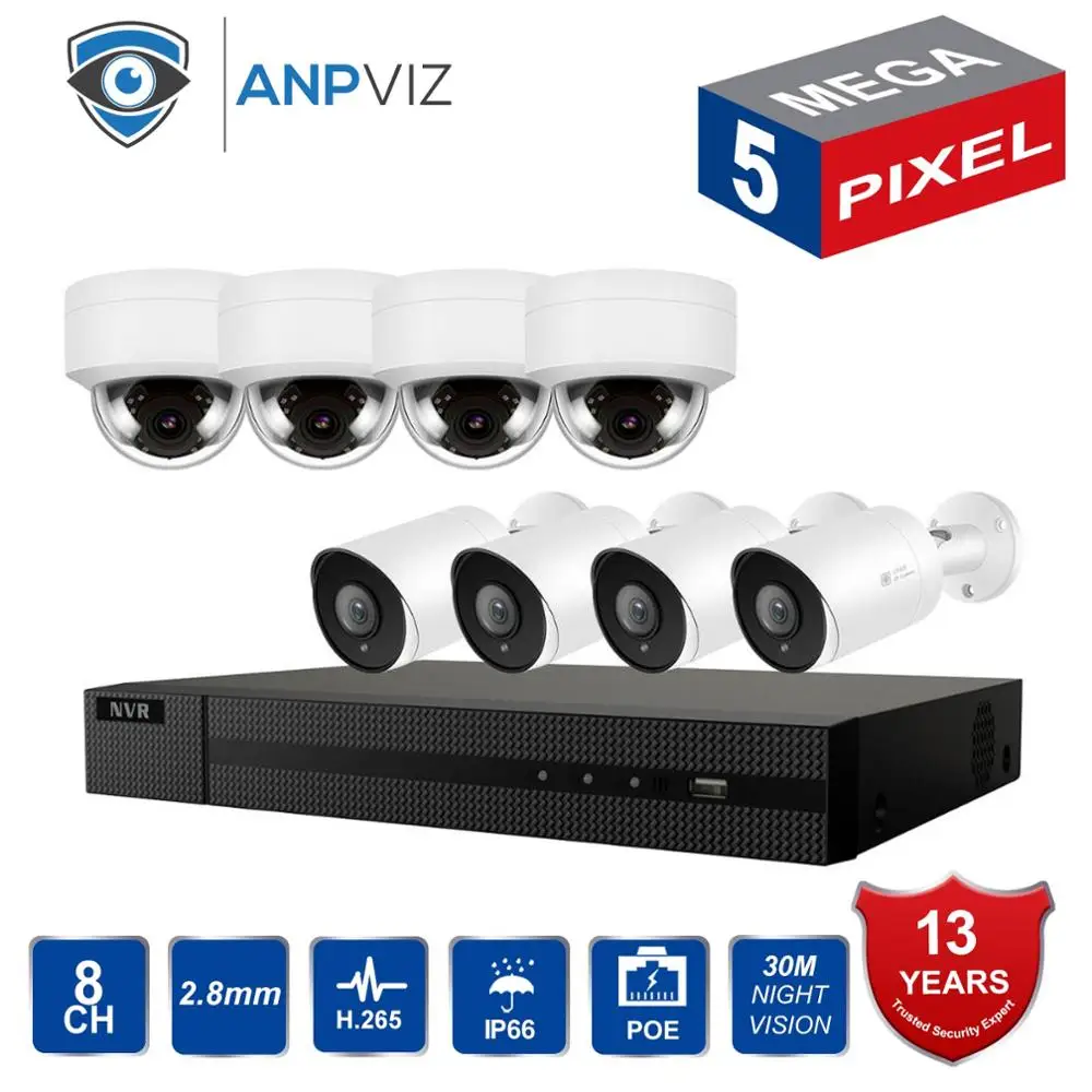 

8CH HIKVISION H.265+ NVR 5MP Outdoor Security POE IP Camera CCTV System Kit Audio Record IP Camera Video Surveillance NVR Kit