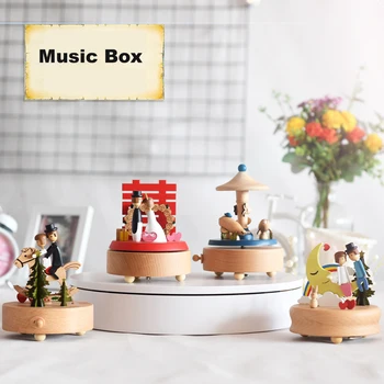 

2020 New Wood Music Box Musical Wooden Boxes Girls Clockwork Craft Engraved Birthday Gift Home Decoration Accessories Music Box