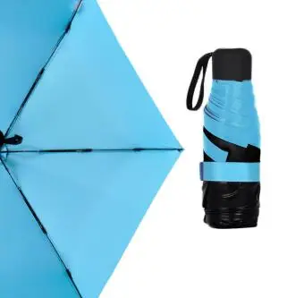 blue Portable colorful Mini Pocket Umbrella Fashion Rain Covers Compact Folding Travel Parasol Light umbrella - Цвет: blue