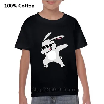 

Cartoon Print Funny Dabbing Rabbit Children T-shirt Fashion Boys Short Sleeves Animal Tshirt O-neck Cotton Cute Kid's Tee Shirts