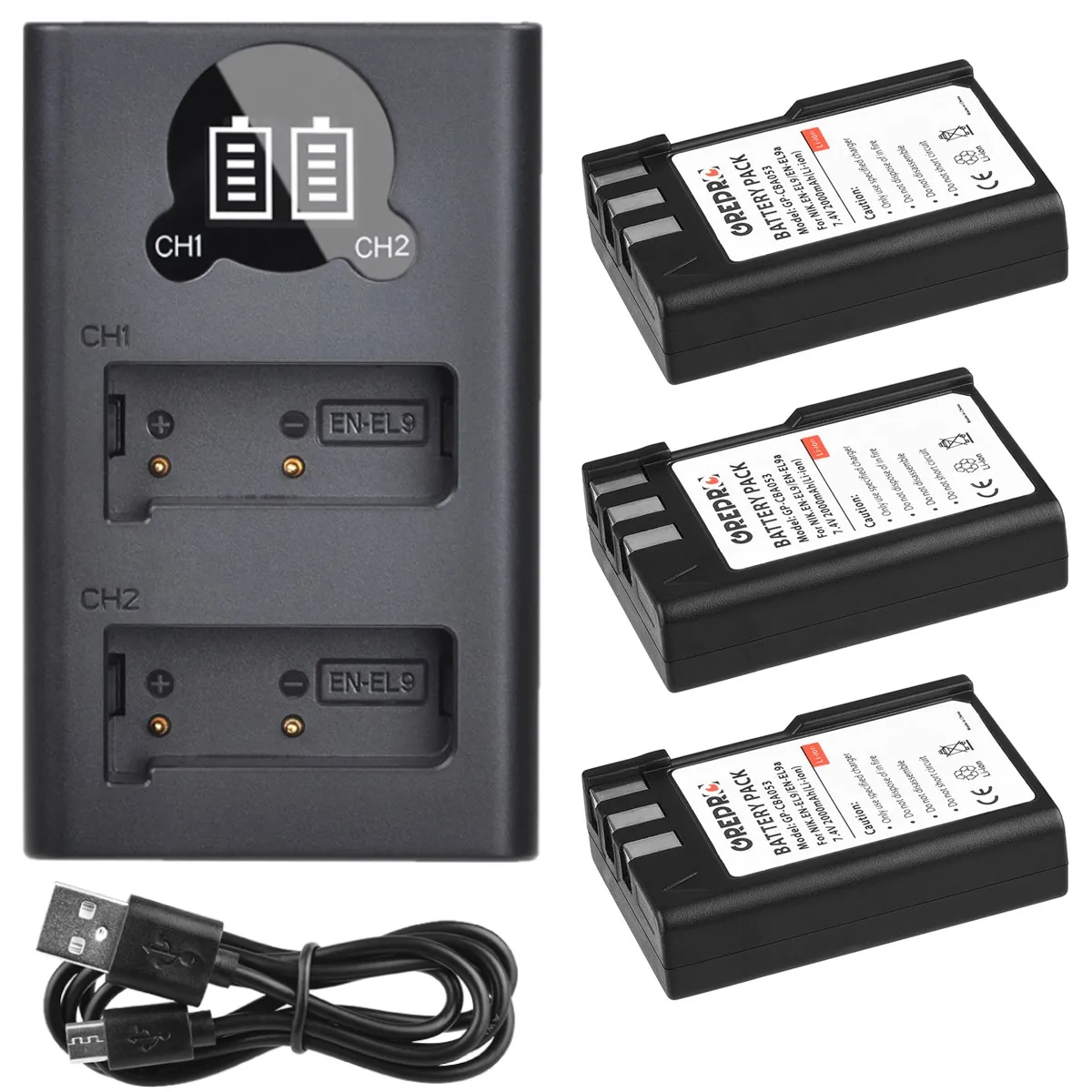 2000mAh EN-EL9 EN-EL9A Battery and EN EL9 EL9A Charger with Type-c Port for Nikon D3000 D5000 D40X D40 D60 DSLR | Электроника