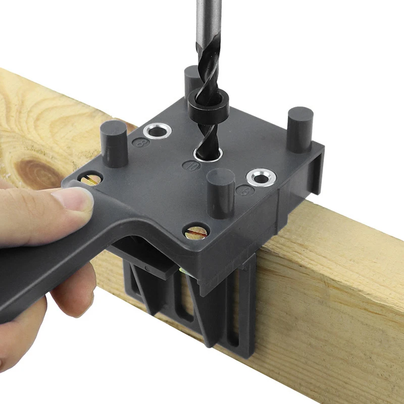 

ABS Plastic Puncher Joliemaison Wood Drilling Doweling Hole Saw Tools Woodworking Dowel Jig Handheld Drill Guide DIY Furniture
