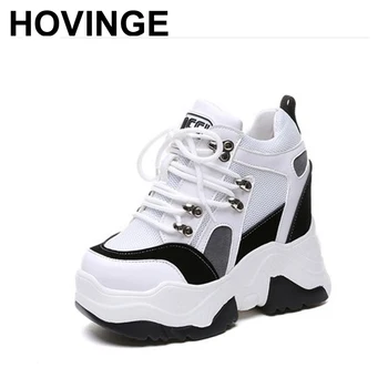 

HOVINGE Women's thick-soled mesh shoes 9cm spring/fall 2018 new version of the old ins board-sole sport aerated platform shoes