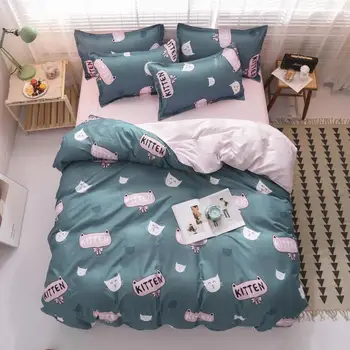 

57 4pcs/set Kids Girl Boy Bedding Set Pink bee Owl Giraffe Cat Pattern Bed Linings Duvet Cover Bed Sheet Pillowcases Cover Set