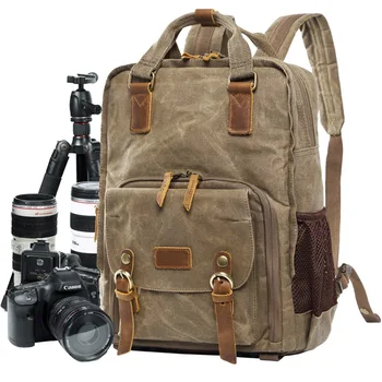 

Batik Canvas Digital SLR Photo Backpack Durable Photographer Padded Camera Bag for Camera Lens Flash Tripod Charger 15'' Laptop
