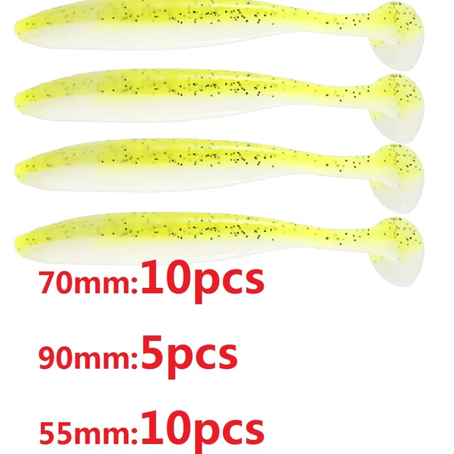 10pcs/Lot Fishing Jig Wobblers Soft Lures 70mm 55mm Easy Shiner Double Color Silicone Artificial Bait Swimbait Carp Bass Tackle 4