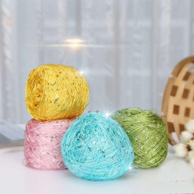 2pcs(200g) Fashion Summer Ice Silk Line Feature Sequins Line Yarn Diy Hand-knitted Wool Thread Sweater Scarft Hats Accessories