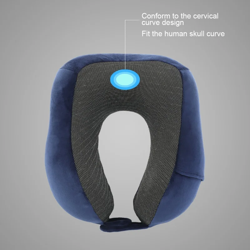 Хлопковая u-образная подушка с двойной пряжкой, дышащая, удобная, с памятью, из пены, для самолета, путешествий, регулируемая, для шеи, для путешествий, портативная подушка