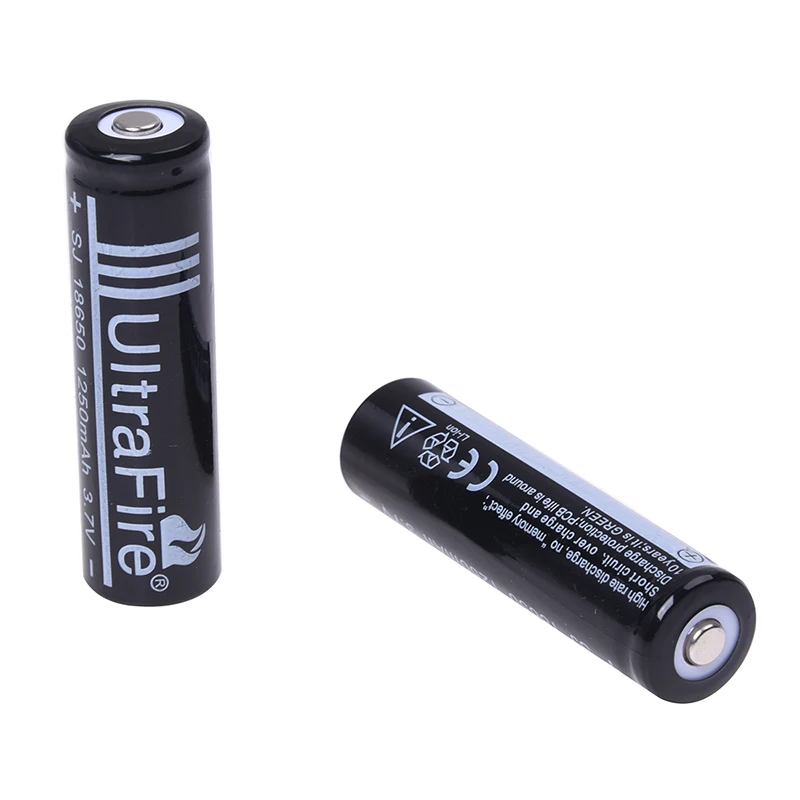 

New 2pcs 18650 3.7V 1250mAh Lithium Rechargeable Black Battery