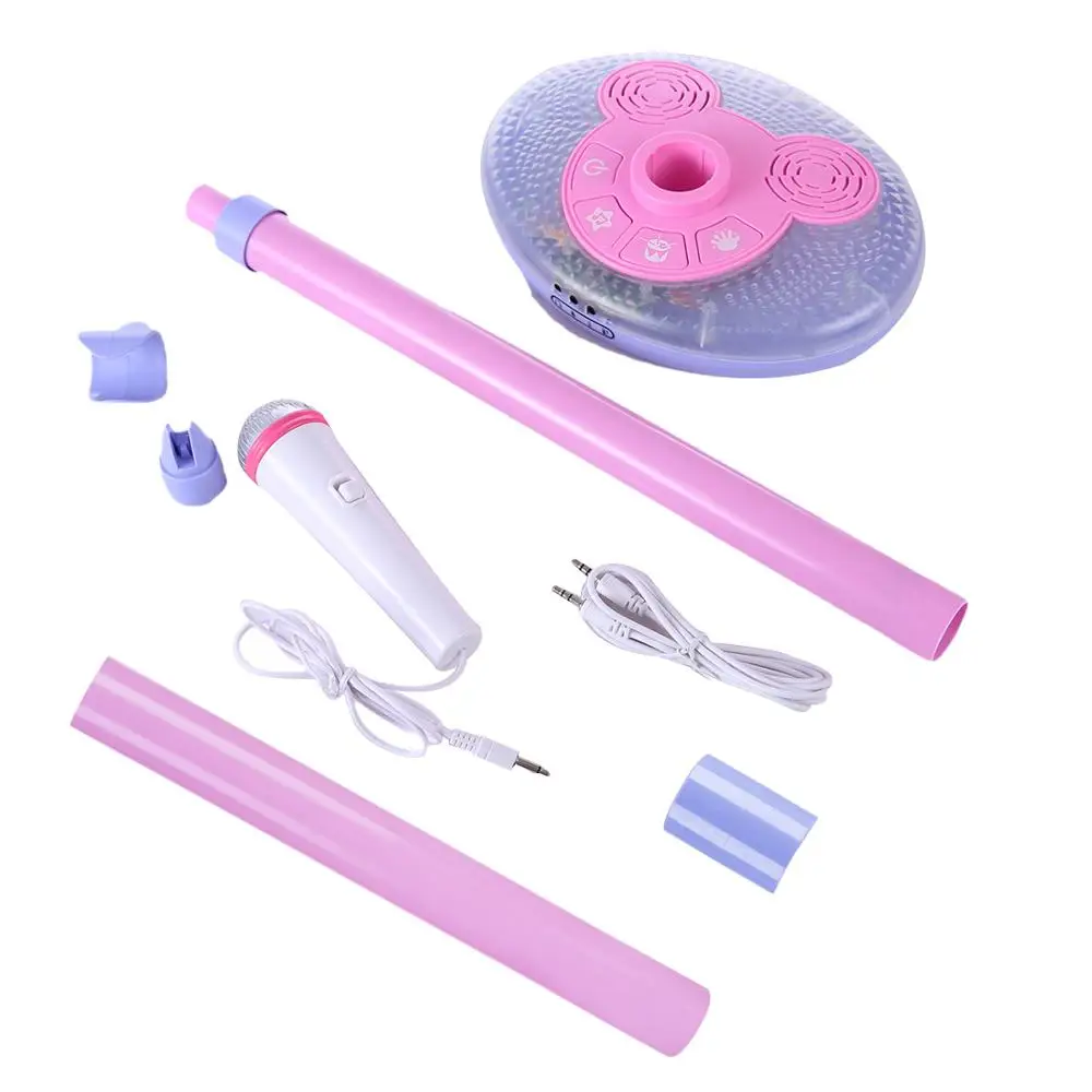 Дешево Горячая продажа Дети Караоке стенд микрофон Регулируемая классная музыка LearningToy с светильник детский подарок на день рождения синий розовы...