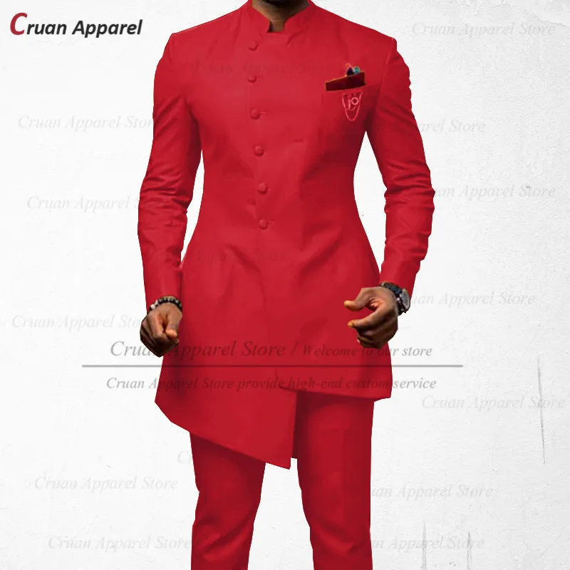Indian Wedding Men Suit Set Tailor-made Slim Fit Gold Robe Blazer Pants 2Pcs 20 Colors