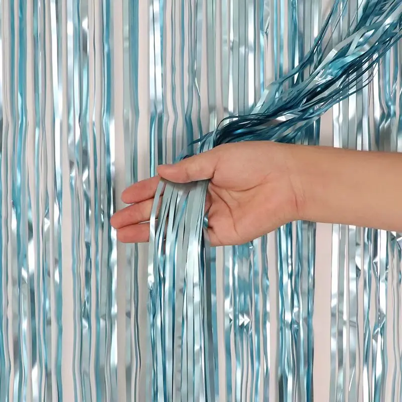 light blue Свадебное украшение, фон из фольги, занавеска от дождя, Мишура для детей и взрослых, фотобудка, занавески для дня рождения, вечерние занавески - Цвет: light blue