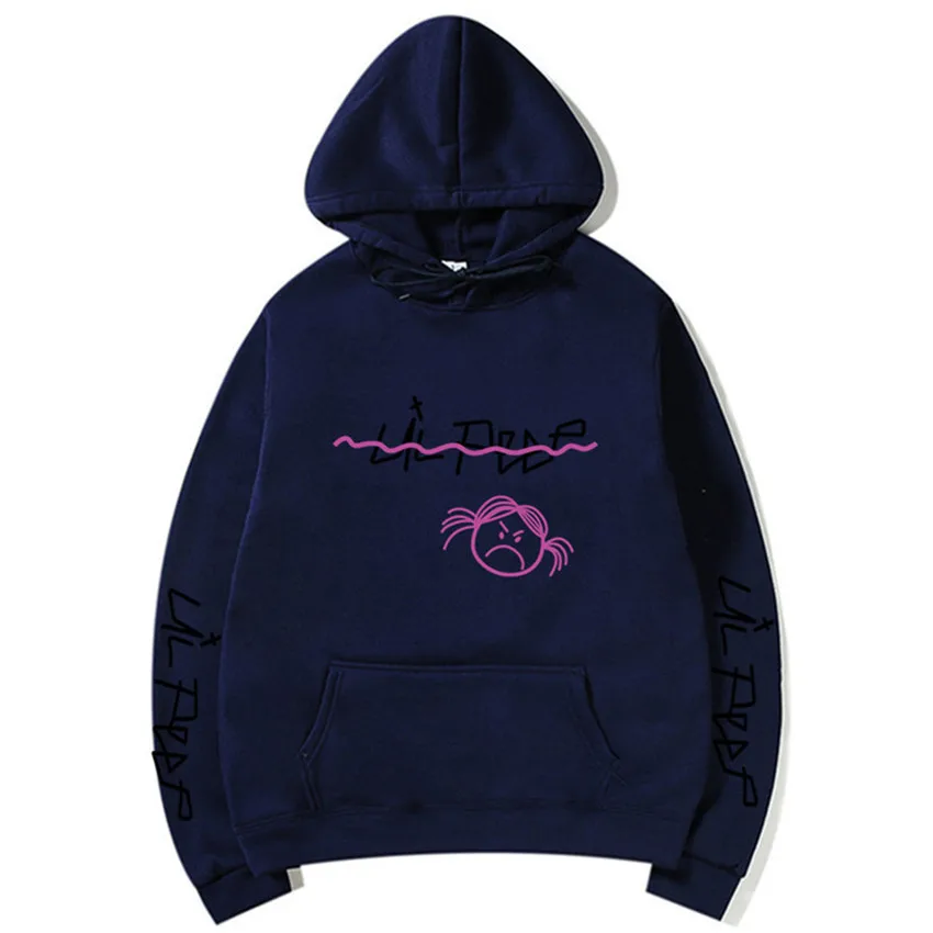 Lil Peep Hoodies Love lil.peep men Sweatshirts Hooded Pullover sweatershirts male/Women sudaderas cry baby Men Hoodie Streetwear - Цвет: Navy H