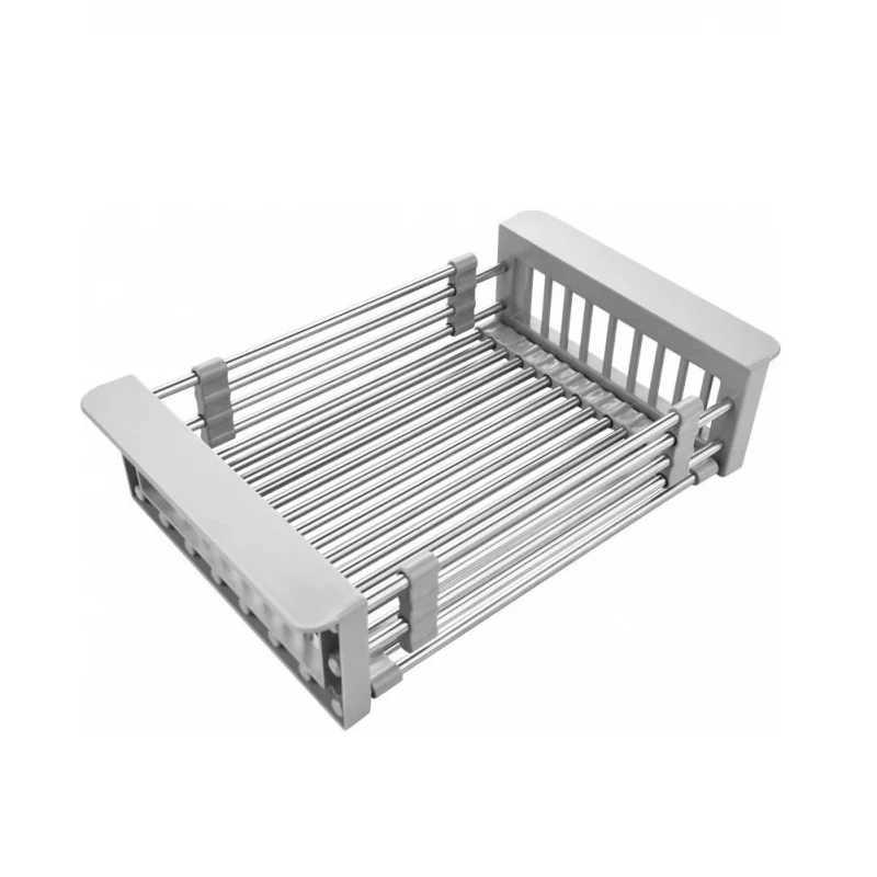 Retractable Stainless Steel Drainer Basket Over Sink Drain Tray Dish Vegetable Fruit Drying Rack Kitchen Sink Organizer