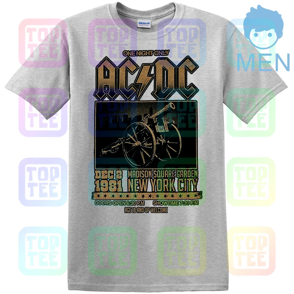 Официальный AC/DC Футболка Мэдисон Сквер Гарденс для тех, кто о рок Тур 1981 - Цвет: MEN-GRAY