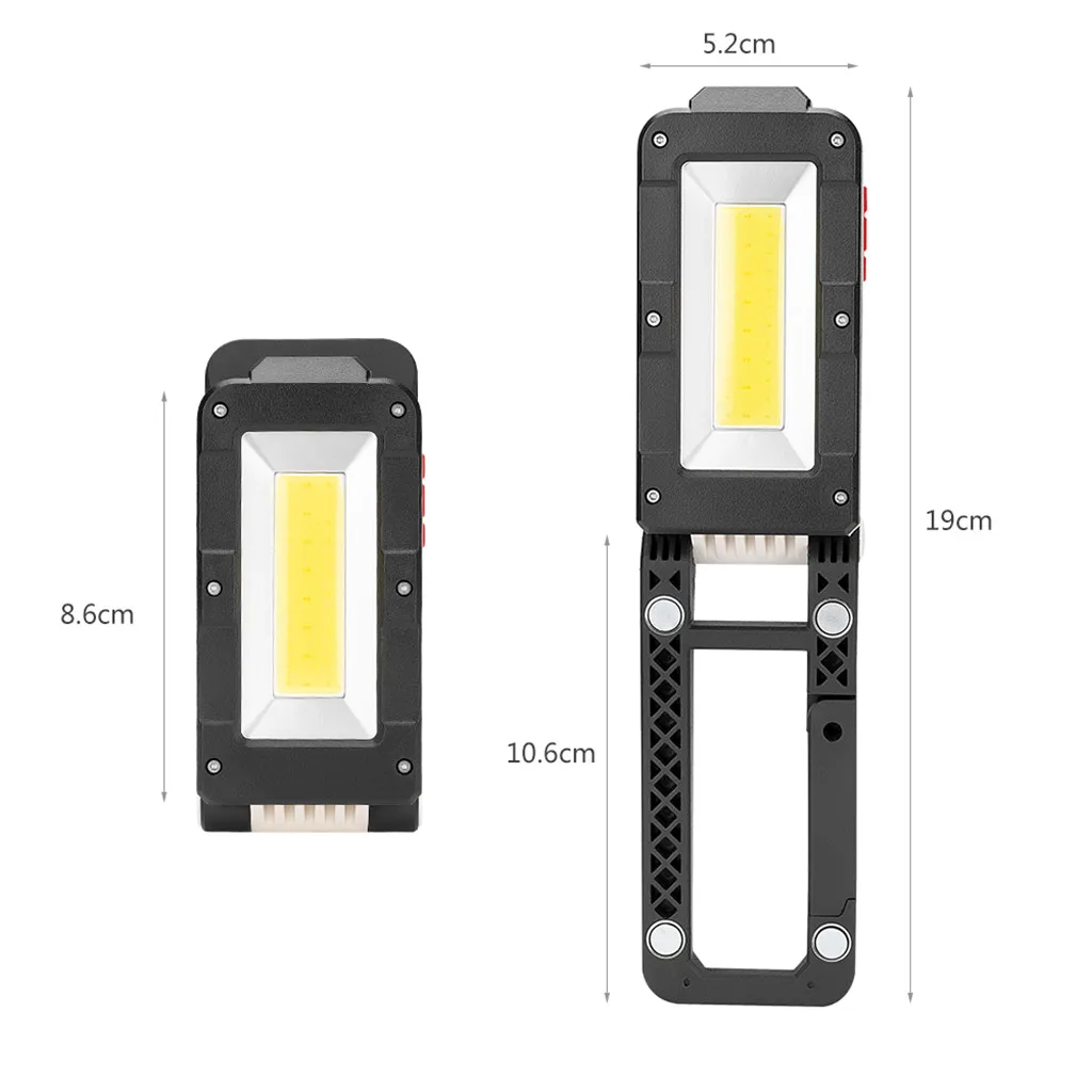 COB+LED Rechargeable Magnetic Torch Flexible Inspection Lamp Cordless Worklight Portable Folding Work Light Built-in battery