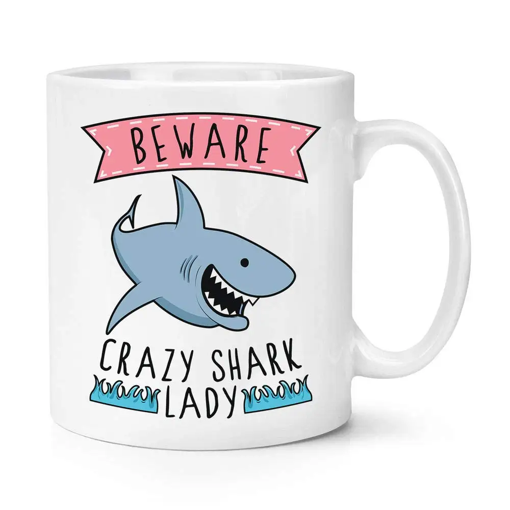 Crazy Shark Lady 10 унций кружка чашка смешная керамическая чашка для кофе