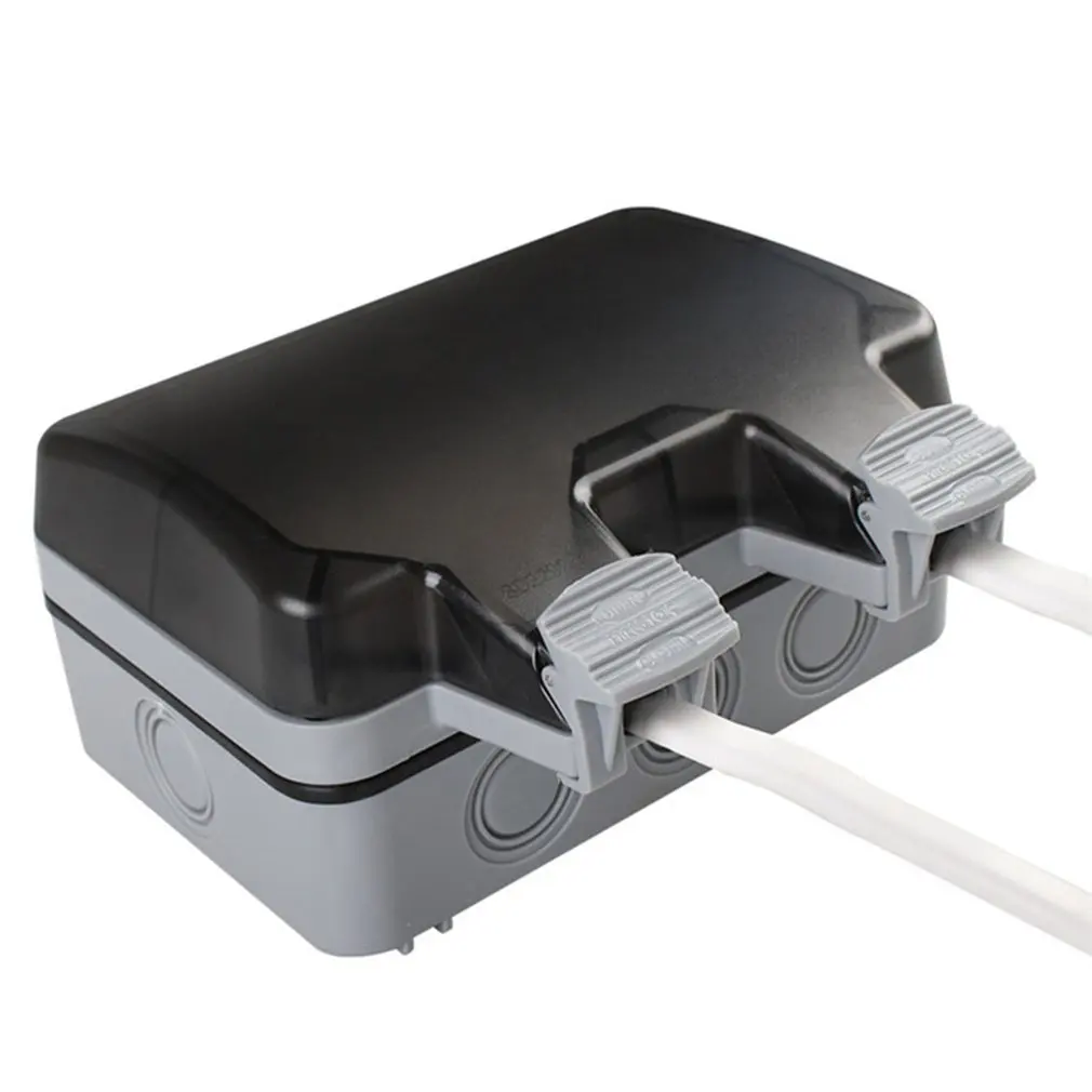Outdoor Waterproof Socket Box Ip66 Switch Socket Splash Power Plug-In Rainproof Plug Two Open English 13A