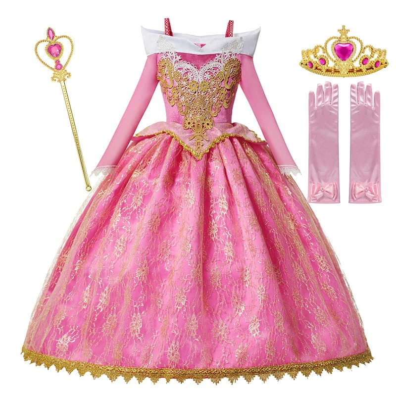 Pendiente Melancolía Dramaturgo Vestido de la Bella Durmiente de Disney para niñas, disfraz de Aurora rosa,  Vestido largo de Cosplay para Halloween, cumpleaños, disfraces de princesa  para fiesta|Vestidos| - AliExpress