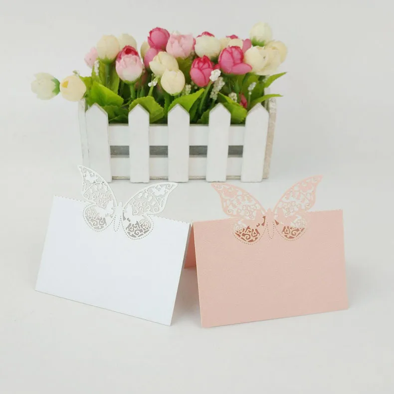 Romantic Heart Shape Butterfly Laser Carving Laser Wedding Pendulum Table-Bit Card Creative Laibin Name Table Cards Wholesale
