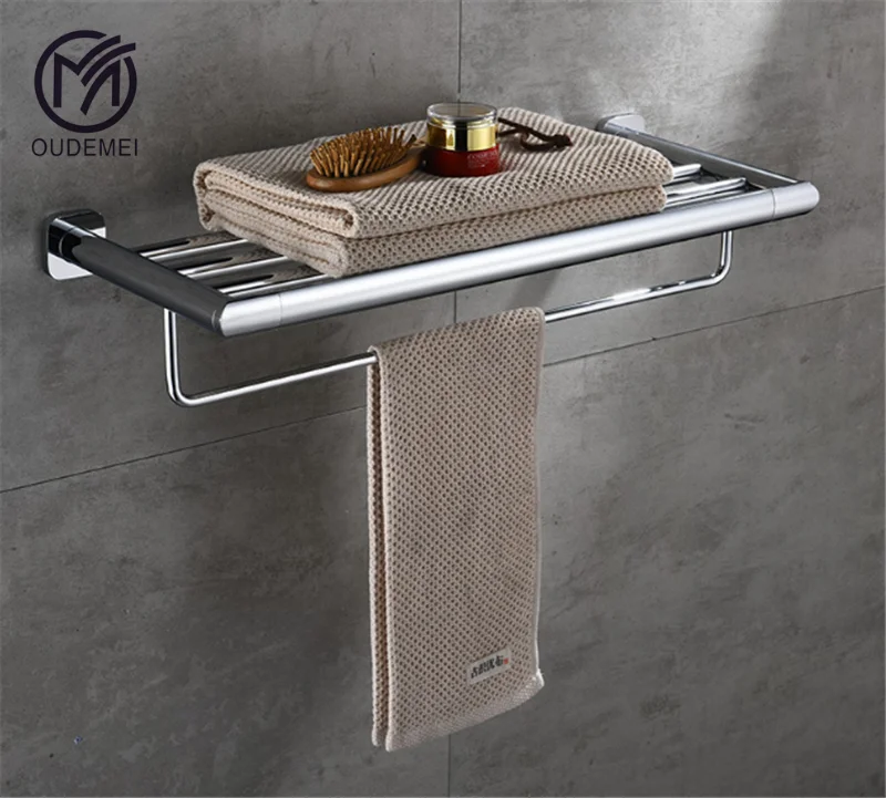 Brass Chrome Bathroom Hardware Towel Rack Organizer Bath Accessories Fixed Towel Holder
