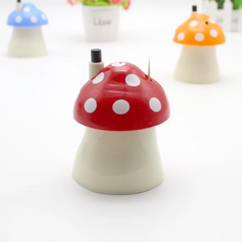 Cute Mushroom Shape Toothpick Box Portable Automatic Toothpick Box Household Small Toothpick Box Random Color
