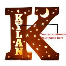 

LED Customizable Name Night Light USB Wooden Warm Light Table Lamp Star Moon Letter Decorative Lamp Creative Child Birthday Gift