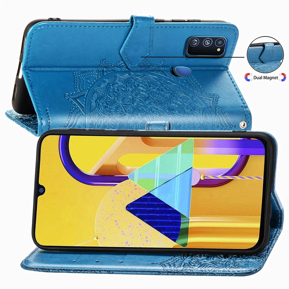 Для samsung Galaxy scv43, сплошной цвет, тисненая мандала, кожаный красивый чехол для samsung M30S S6 Edge Feel 2, роскошный откидной Чехол