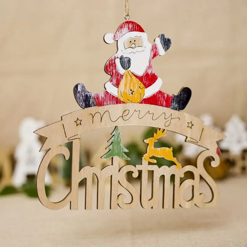 Painted Elk Snowman Christmas Decoration Hut Letter House Pendant Christmas Supplies 634E - Цвет: B
