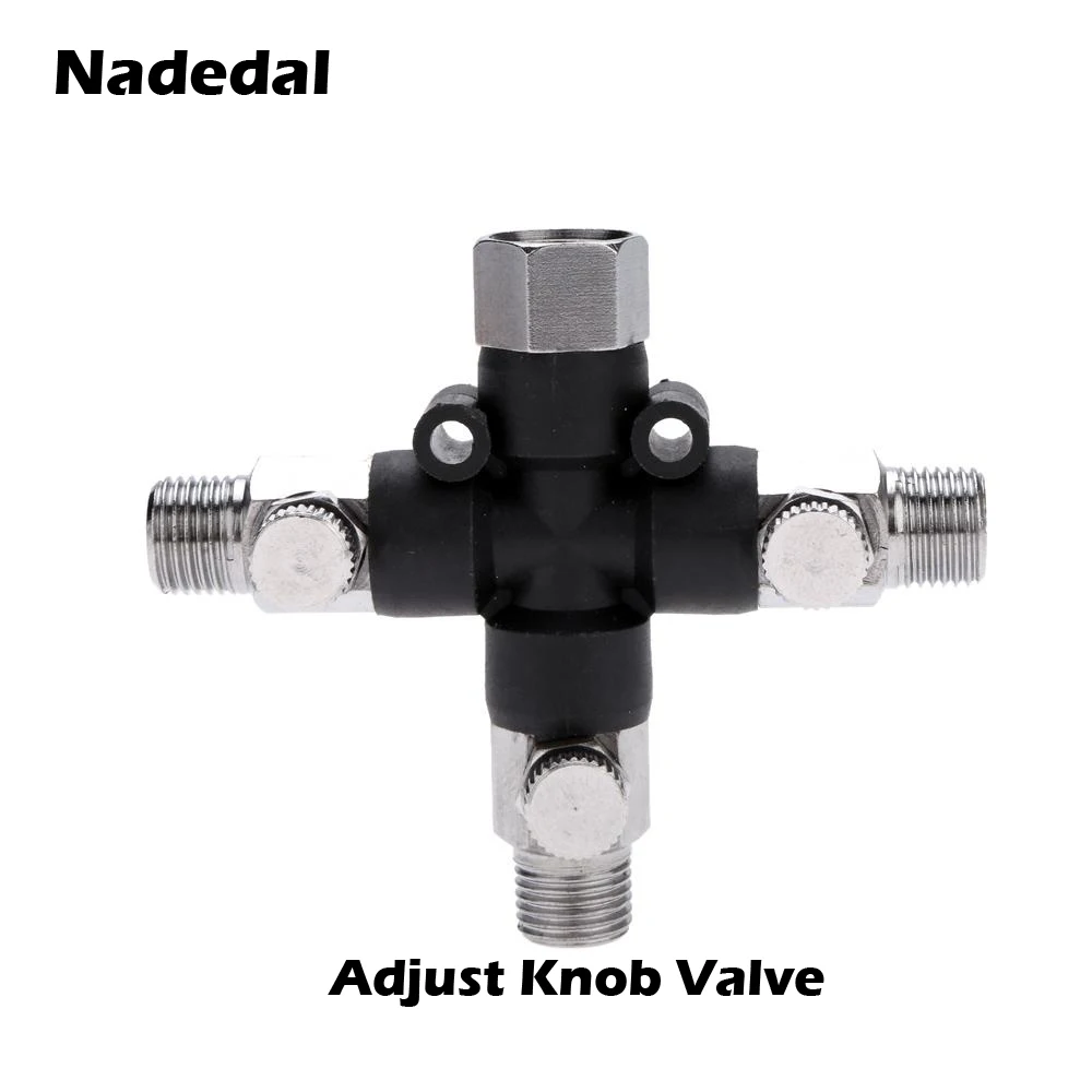 3-Way Airbrush Air Hose Splitter Manifold Airbrush Accessories Multi Use aerografo Airbrush Fittings 1/8" with Adjust Knob Valve - Цвет: Adjust Knob