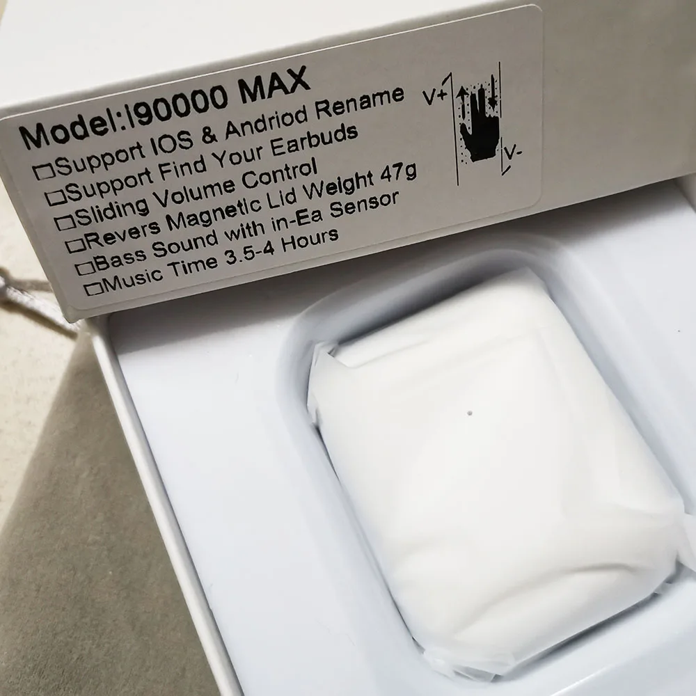 White I90000 MAX Tws беспроводной Bluetooth 5,0 наушники Air Rename регулятор громкости 8D Super Bass PK i100000 i9000 i500 i520 i90000 Pro TWS - Цвет: White