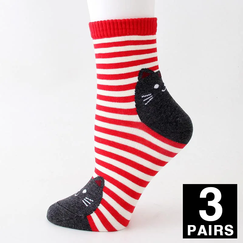 D 3pairs Женские милые хлопковые носки Harajuku модные уличные цветные полосатые носки женские забавные мультяшные носки Sox 3 пар/лот# F - Цвет: D 3pairs