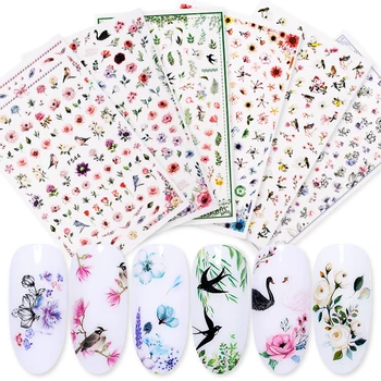 

3D Nail Stickers Mix Flower Animal Fruit Bird Image Self-adhesive Transfer Decals for Nail idea nail Art Accessories