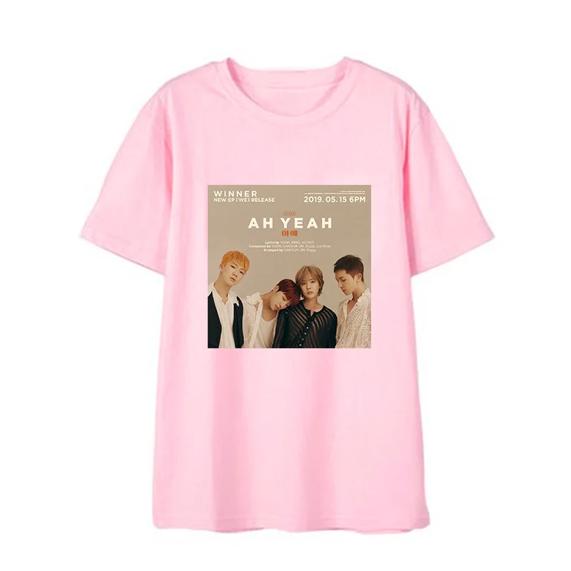 Pink Kpop WINNER AHYEAH альбом рубашки хип хоп Повседневная Свободная одежда футболка Топы с короткими рукавами футболка DX967 - Цвет: Pink