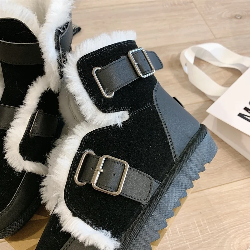 Popular Women Snow Boots Platform Winter Boots Thick Plush Casual Ankle Boots Women Winter Shoes Ladies Fashion Buckle