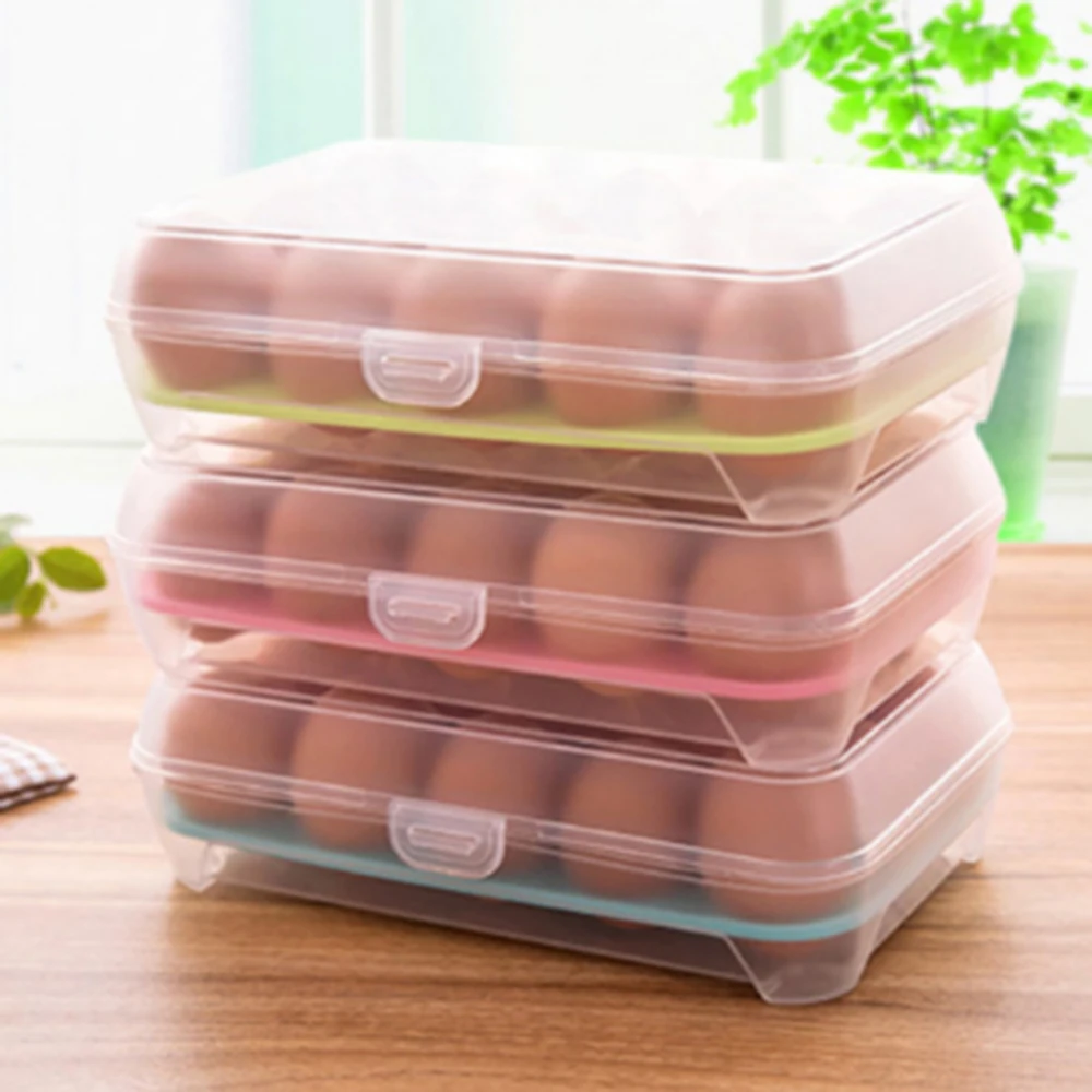 

Egg Tray Holder Portable Egg Storage Box Fridge Sharpener Storage Container Home Storage Box Egg Dispenser 15 Holes / Box Clear