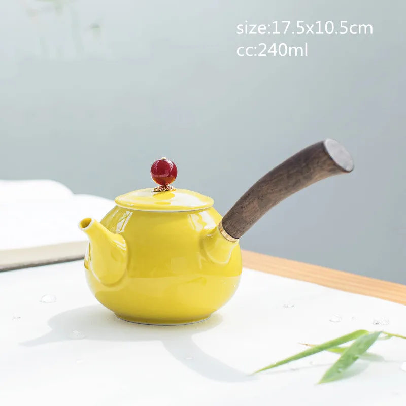 Стильный чайник Celadon с деревянной ручкой, анти-скальдинг, тепловой чайный набор кунг-фу, бытовой Питьевая утварь WSHYUFEI - Цвет: 240ml
