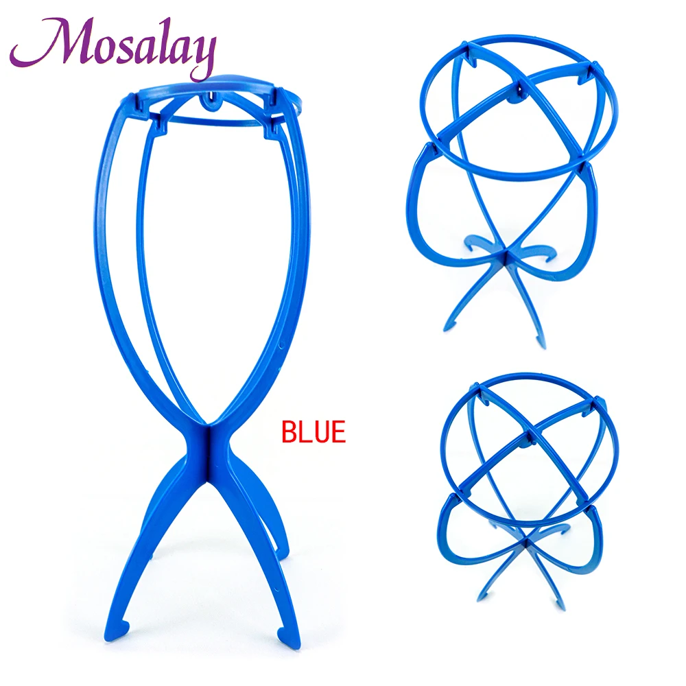 Ajustable Colorful Wig Stands 5PC Folding Plastic Stable Durable Wig Holders High Quality Hairpiece Hat Cap Display Tools for Wig Stand Wig Stand Holder Wig Storage Stand