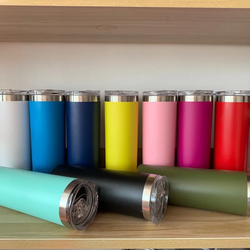 News 20oz 30oz Skinny Tumbler Double Wall Stainless Steel Vacuum Tumbler Vacuum Insulated Straight Cups Flask Beer Coffee Mugs