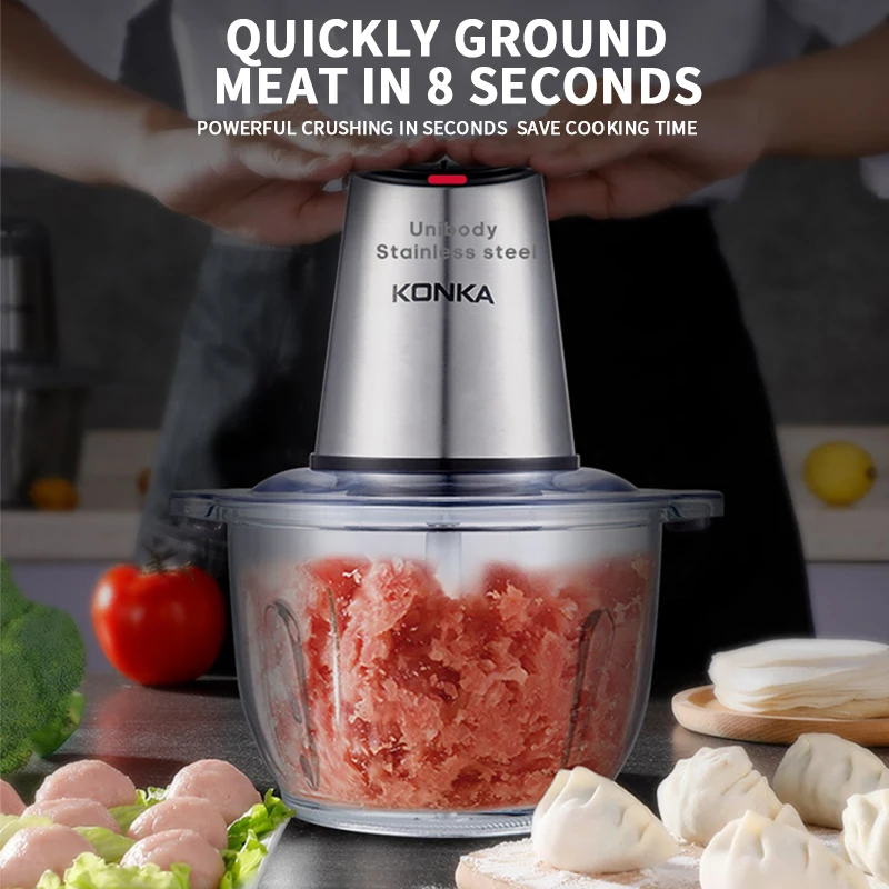 2 Speeds Stainless Steel Electric Chopper Meat Grinder Mincer Food
