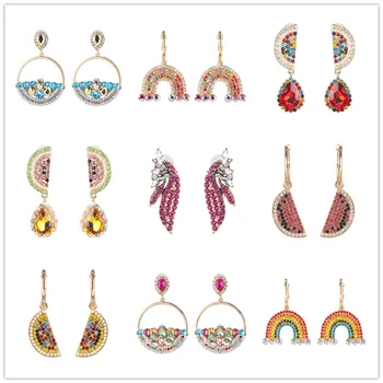 

JURAN Colorful Pendant ZA Earrings 2019 Handmade Luxury Crystal Long Statement Bridal Earring Party Dangle Drop Earrings Gift