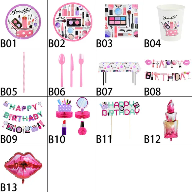 Spa Makeup decorazioni per feste di compleanno Make Up Girls rossetto tema  stoviglie usa e getta