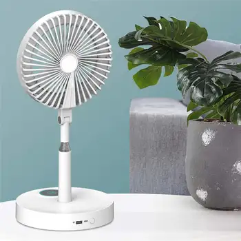 

Portable Folding Telescopic Desktop Stand Mute Fan with Ring Light Type-USB Charging Touch Control Panel 30/60/120 Timing