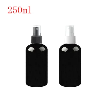 

250ml black Plastic Spray Atomiser Bottle 250cc Refillable Empty Round Bottles Mist Spray Pump Atomizer For Cosmetic Packaging