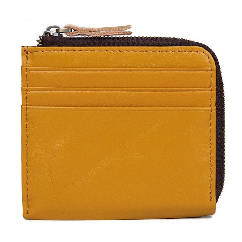 COWATHER card holder wallet top quality cow genuine leather fashion design unisex coin pocket vintage style purse free shipping - Цвет: J8448 yellow